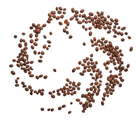 Coffee beans on transparent background. PNG file.