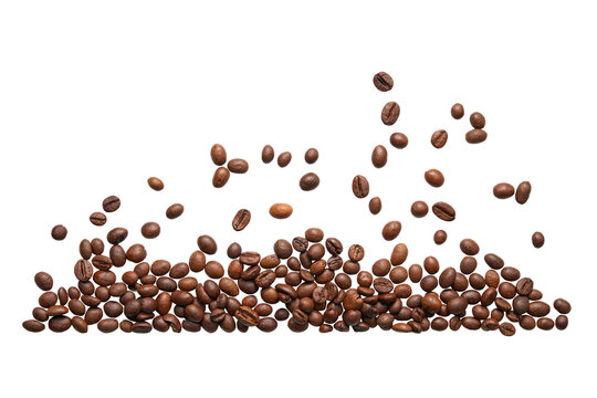 Coffee beans on transparent background. PNG file.