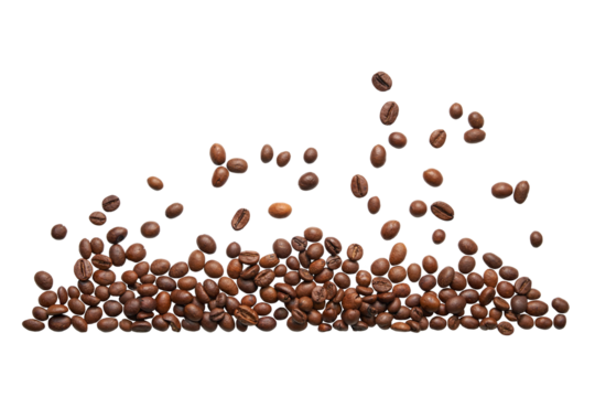 Coffee beans on transparent background. PNG file.