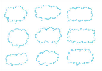 message cloud box speech bubbles. Blank empty vector speech bubbles. Cartoon balloon word design  elements for decoration blue color