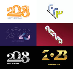 Big Set of 2023 Happy New Year logo text design 2023 number design template