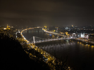 Night view of the city of Budapest in Hungary