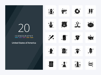 20 Usa Solid Glyph icon for presentation