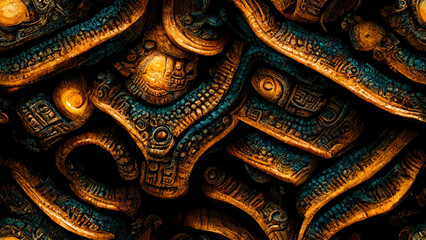 Abstract Aztec Ancient 3D Seamless Pattern. Generative AI