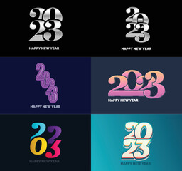 Big Set of 2023 Happy New Year logo text design 2023 number design template