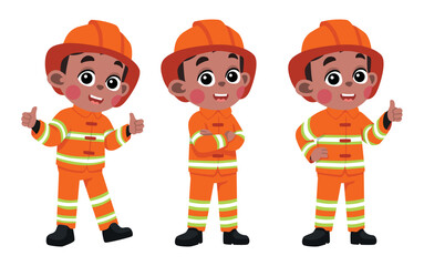 Kid in Firefighter Costume