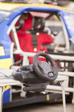 Practice wheel for hand controlled simulator used for stock car racing