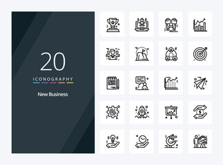 20 New Business Outline icon for presentation