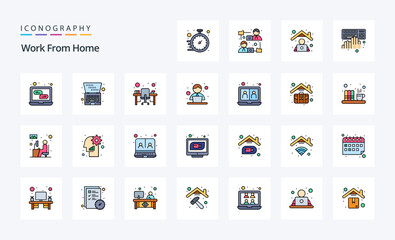 25 Work From Home Line Filled Style icon pack