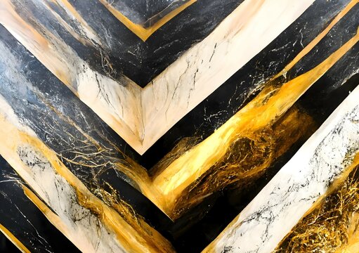 3d abstract marble wallpaper. Modern Nordic black and golden wall decor. Nordic Golden Decorative Painting.	