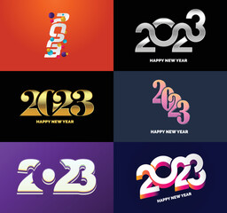 Big Set of 2023 Happy New Year logo text design 2023 number design template