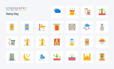 25 Rainy Flat color icon pack