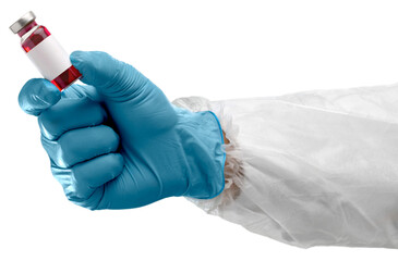 Fototapeta premium Doctor hand holds a Coronavirus vaccine jointly developed, immunization and treatment of Coronavirus