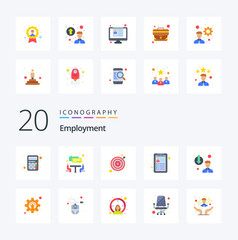 20 Employment Flat Color icon Pack like downgrade degradation strategy career demotion job