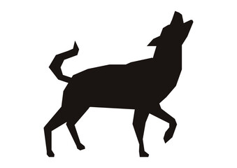 vector silhouette of a howling dog in black and white