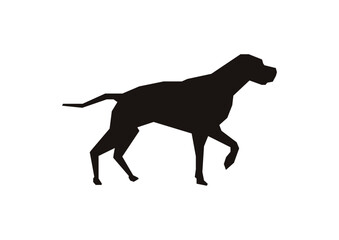 vector silhouette of a prowling dog in black and white
