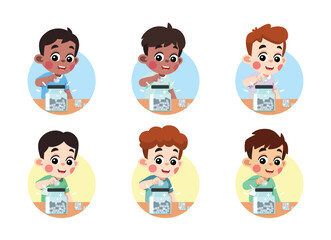 Kid Saving Money Putting into a Jar