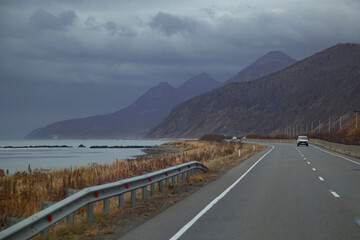 highway in the mountains near the sea