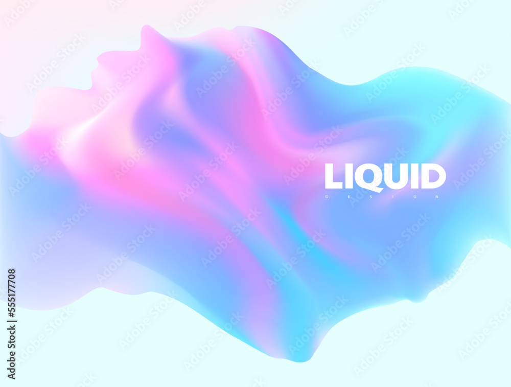 Wall mural fluid 3d object. colored liquid element on white background. vector geometric shape for poster and c