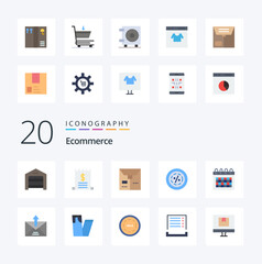20 Ecommerce Flat Color icon Pack like credit wallet box money shopping
