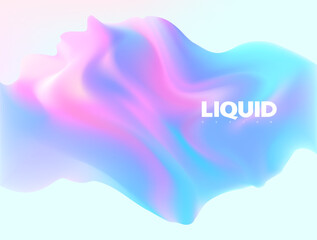 Fluid 3D object. Colored liquid element on white background. Vector geometric shape for poster and cover design.