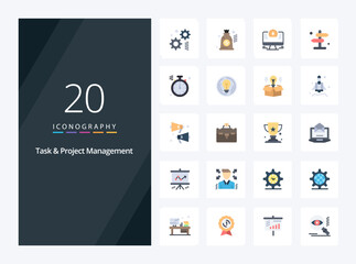 Fototapeta na wymiar 20 Task And Project Management Flat Color icon for presentation