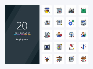 Fototapeta na wymiar 20 Employment line Filled icon for presentation