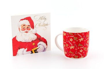 Christmas card and Mug on a white background