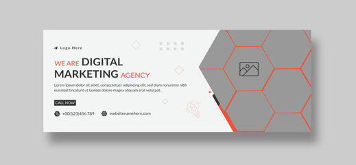 Digital marketing agency facebook cover design or web banner template - obrazy, fototapety, plakaty
