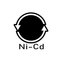 Battery recycle ni-cd, vector illustration, sign.