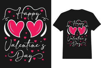 Happy Valentine's T-shirt Design - Vector typography. Handwriting romantic lettering. Hand drawn illustration for postcard, wedding card, romantic Valentine's Day poster, t-shirt design or other gift.