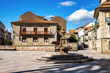 Fototapeta premium Praza Alonso de Fonseca square and traditional arches in the old town of Pontevedra in Galicia, Spain.