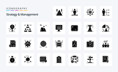 25 Strategy And Management Solid Glyph icon pack