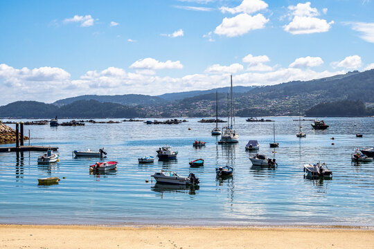 Beluso marina located in the bay of Bueu, in the province of Pontevedra, Galicia, Spain
