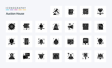 25 Auction Solid Glyph icon pack