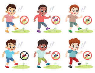 Kid Do Not Step on Grass Prohibition Warning Sign