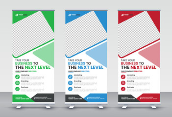 Modern Corporate rollup and X banner design templates for corporate Business, company, shop, brand and restaurant with professional creative and modern design