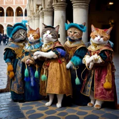 Poster a brigade of cats wearing costumes at the venice carnival © Bishop80