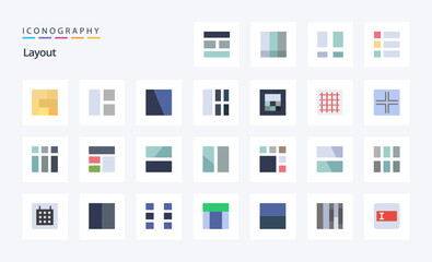 25 Layout Flat color icon pack