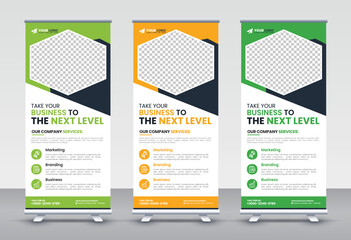 Modern Corporate rollup and X banner design templates for corporate Business, company, shop, brand and restaurant with professional creative and modern design