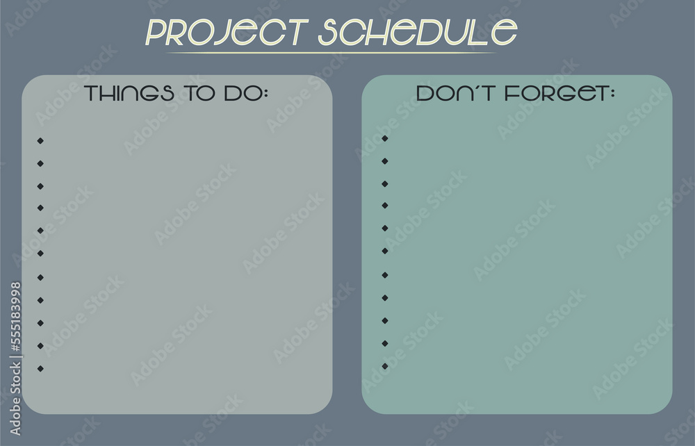 Wall mural project schedule, planner, work schedule, notes, executors, to do list, notes, 2023