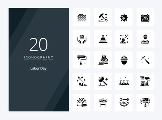 Fototapeta na wymiar 20 Labor Day Solid Glyph icon for presentation