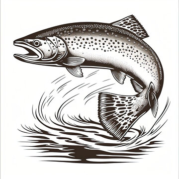 recommend clip art: Sophisticated Salmon Engraving