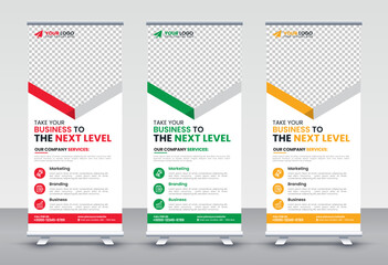 Modern Corporate rollup and X banner design templates for corporate Business, company, shop, brand and restaurant with professional creative and modern design