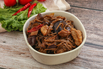 Udon soba with pork and vegetables