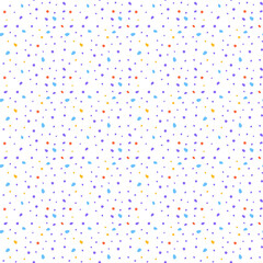 Abstract dotted seamless pattern. Background with asymmetric simple color spots. Vector illustration of stipple texture.