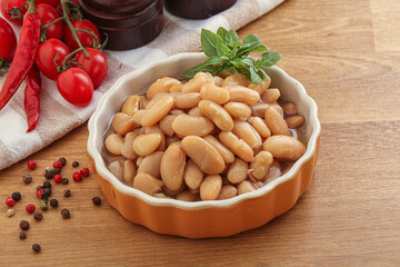 Whinte canned kidney beans in the bowl