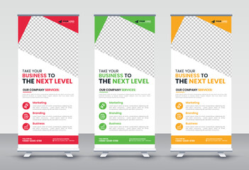 Modern Corporate rollup and X banner design templates for corporate Business, company, shop, brand and restaurant with professional creative and modern design
