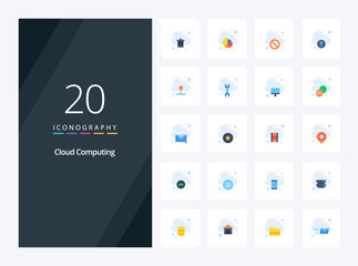 20 Cloud Computing Flat Color icon for presentation