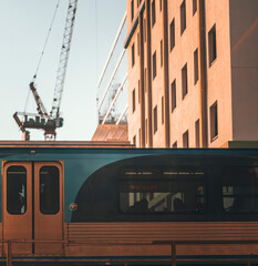 train in the city sunset downtown miami dade transport people